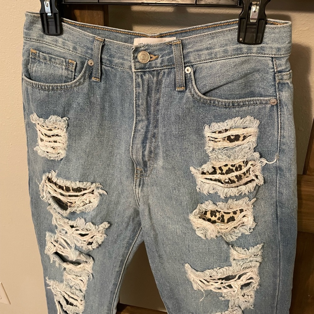 A5 - 253 JBD just black denim leopard pocket distressed jeans size 27 - Picture 12 of 16